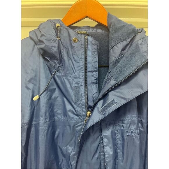 L.L. Bean Mens Blue Trail Model Hooded Fleece Lined Rain Jacket sz XL EUC - Picture 5 of 11